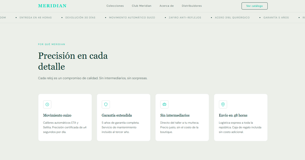 Meridian Relojes Landing – Premium E-commerce Landing Page Template (Figma + HTML/CSS)