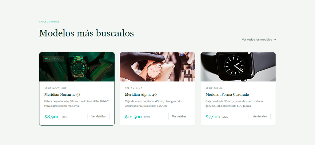 Meridian Relojes Landing – Premium E-commerce Landing Page Template (Figma + HTML/CSS)