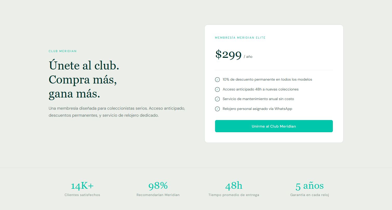 Meridian Relojes Landing – Premium E-commerce Landing Page Template (Figma + HTML/CSS)